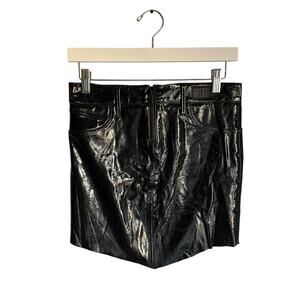 RtA Black Simone Faux Leather Denim Double Sided Mini Skirt Punk Going Out sz 2